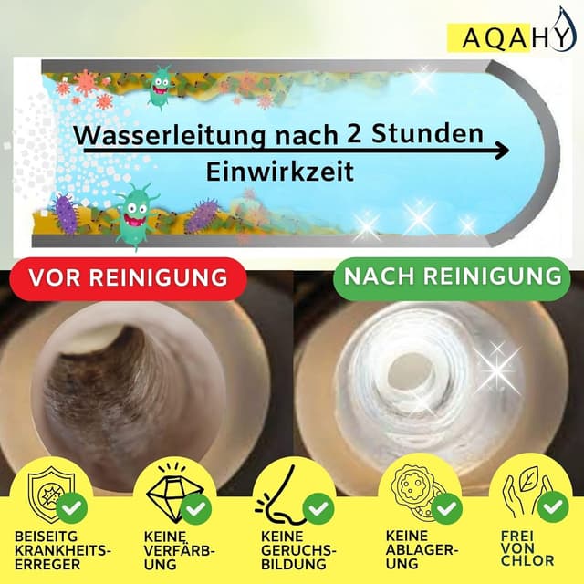 Detalle de AQAHY Wassertank Reiniger Wohnmobil Oxi Clean (500 g) 2in1 – Frischwassertank-Reiniger & Entkalker mit Aktivsauerstoff