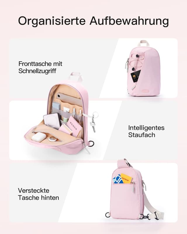 Detalle de Inateck Sling Bag X-Row – leichte Brusttasche/Umhängetasche mit spritzwassergeschütztem Außenmaterial