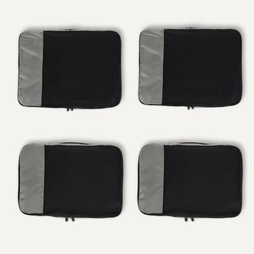 Detalle 1 de Amazon Essentials juego de 4 cubos para viaje (2 medianos y 2 grandes) con doble cremallera y malla