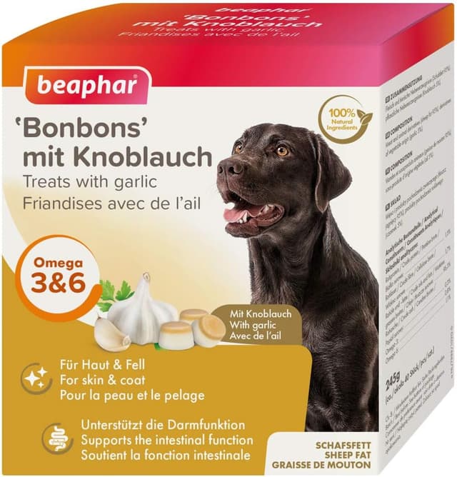 Detalle de beaphar Bonbons d’ail pour chiens (245 g) aux oméga 3 6 9