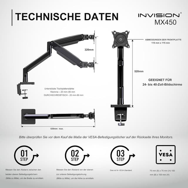 Thumbnail 5 de Invision Monitorarm MX450 Halterung 24–49 Zoll 3000R
