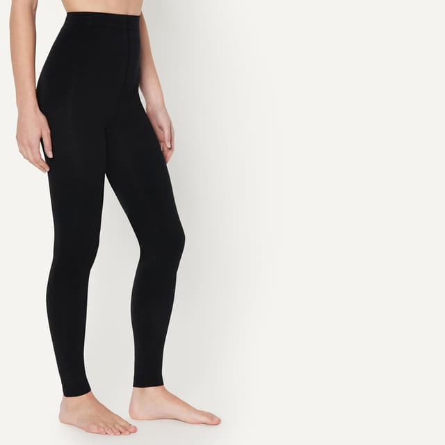 Detalle de Amazon Essentials Damen blickdichte fußlose Strumpfhose (2er-Pack) – weich, dehnbar, alltagstauglich