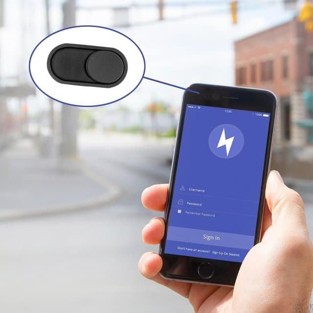 Detalle de CloudValley Webcam-Abdeckung 0,6 mm Thin – Slider aus Metall (5er-Set, Schwarz)