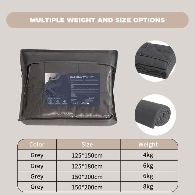 Detalle 1 de Good Nite Couverture lestée adulte grise 6 kg, 125 x 180 cm