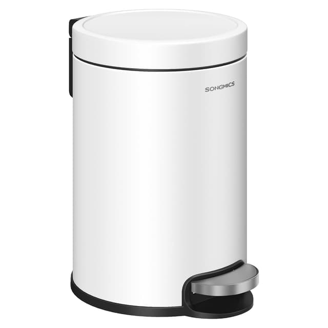 Detalle de SONGMICS LTB013WZ01 cestino da bagno da 3 L con pedale e chiusura morbida, bianco nuvola