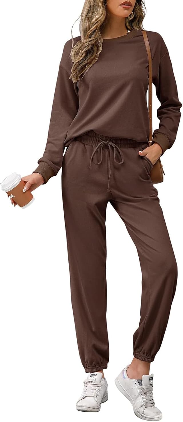 Detalle 2 de REORIA Damen Trainingsanzug-Set Langarm mit Rundhalsausschnitt – Hoodie & Jogginghose (Zweiteiler)