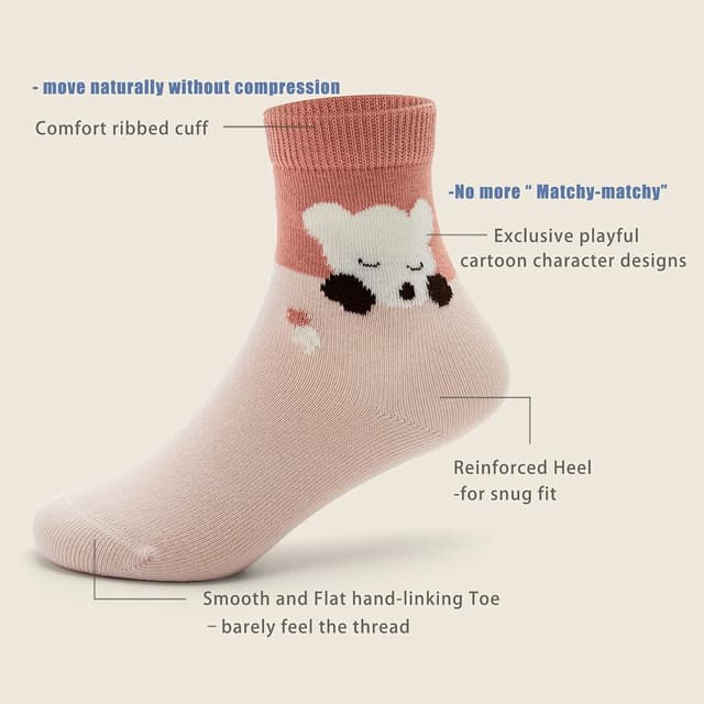 Detalle de Aisyee 6 Paar Kinder Baumwollsocken ohne Naht – bunte Cartoon- & Tierdesigns für Jungen