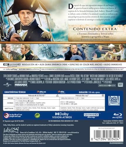 Detalle de Master and Commander: Al Otro Lado del Mundo 4K UHD + Blu‑ray