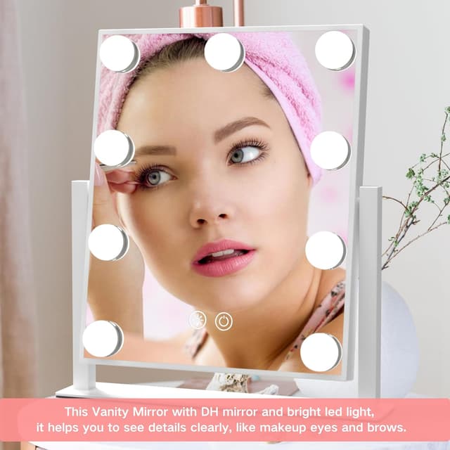 Thumbnail 4 de 12in Lighted Vanity Mirror Touch Sensor, 3-Color ๐