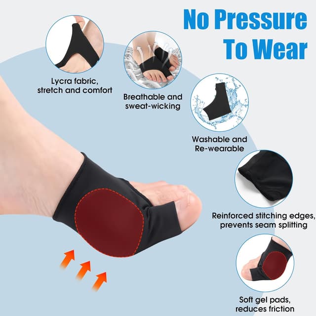Detalle de EASICUTI Bunion Corrector Relief Sleeve (2 pairs) – gel cushion pads for hallux valgus protection