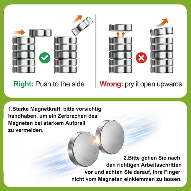 Detalle 2 de Amzrole 100 Mini Neodym-Magnete (6 x 2 mm) – starke Rundmagnete für Magnettafel, Whiteboard & Kühlschrank
