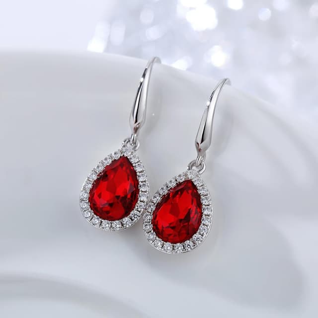 Detalle de jiamiaoi Hängende Tropfen-Ohrringe mit Glitzer, 18K Weißgold-plattiert, 925 Sterlingsilber