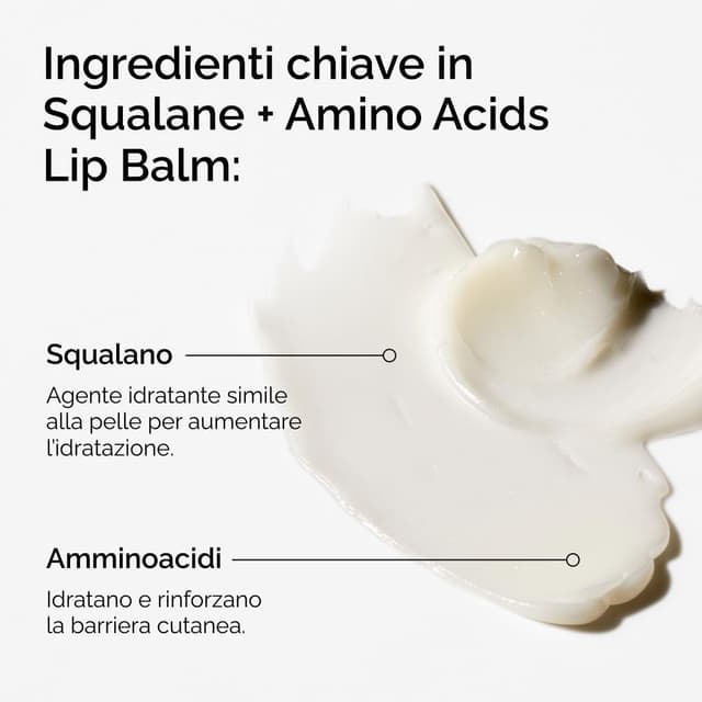 Detalle de The Ordinary Squalane + Amino Acids Lip Balm 15 ml, balsamo labbra idratante multiuso