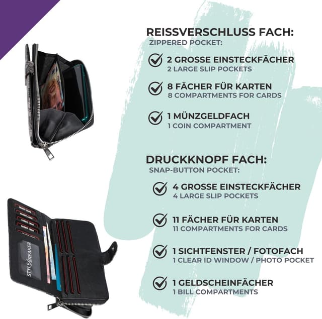 Thumbnail 4 de styleBREAKER Portafoglio donna 19x10x3 cm