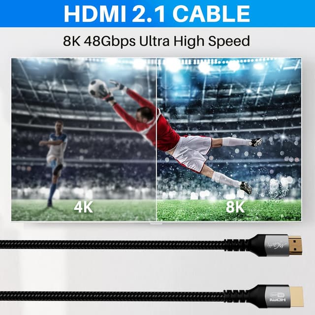 Detalle de Mygatti HDMI 2.1 8K Ultra High Speed Kabel, 0,5 Meter (zertifiziert) – 2er-Set für 4K@120Hz/8K@60Hz, eARC, HDR10+