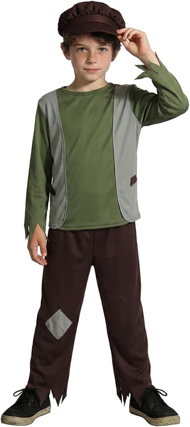 Detalle de DiULi Costume victorien pauper 3 pièces enfant (4 à 12 ans) avec pantalon et capuchon