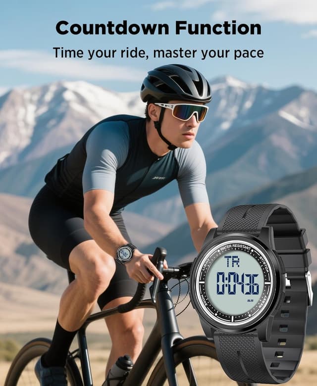 Detalle de WIFORT Mens Waterproof Digital Sports Watch (5ATM) with Countdown, Dual Time, Stopwatch & Backlight