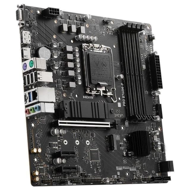 Detalle de MSI PRO B760M-P (LGA 1700) placa base para PC con DDR5 y PCIe 4.0