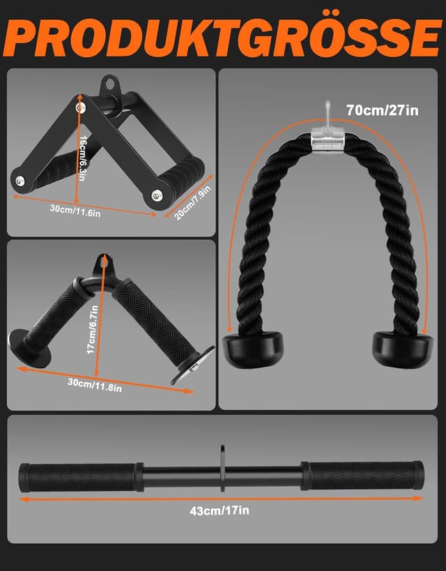 Detalle 2 de Fitarc Kabelmaschinen-Zubehör-Set für Lat Pulldown & Trizepszug