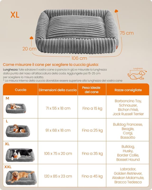 Thumbnail 5 de Feandrea Cuccia per Cani Taglia Grande 106x75x20 cm