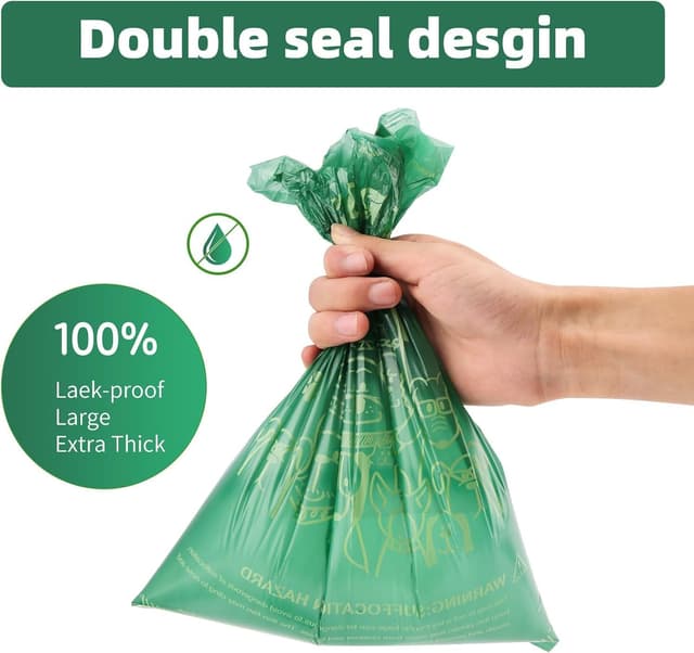 Detalle de OIRLVCE 240 sacs à crottes de chien, 24 rouleaux, vert – sans noyau, extra épais et anti-fuite