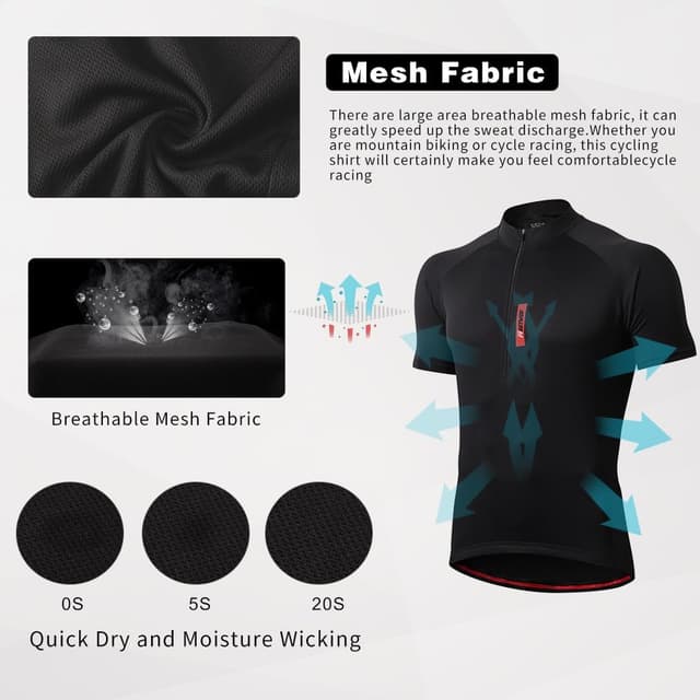 Detalle de FEIXIANG maglia ciclismo maniche corte con zip lunga e 3 tasche off-road