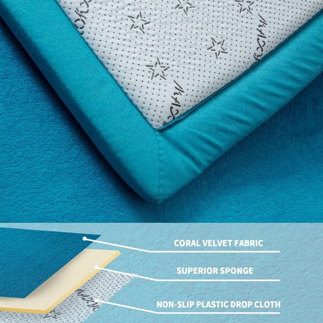 Detalle de BYBYME Krabbelmatte Baby Korallen-Samt in Extra-Dicke (3 cm), 150x150 cm – weiche Spielmatte fürs Kinderzimmer