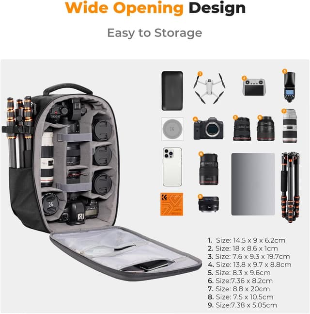Detalle de K&F Concept Mochila para cámara 44x28x18cm