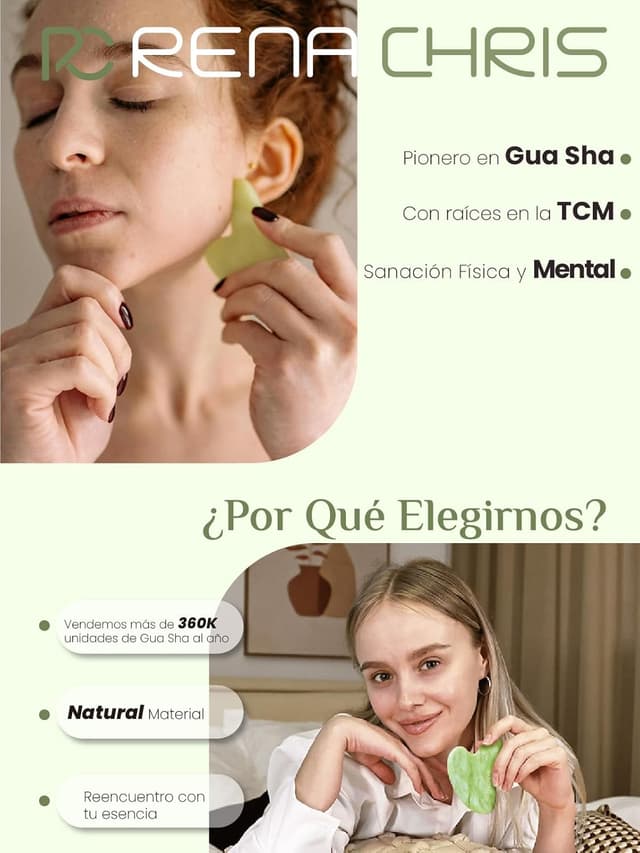 Thumbnail 6 de Rena Chris Gua Sha Jade Facial Masajeador 100% natural