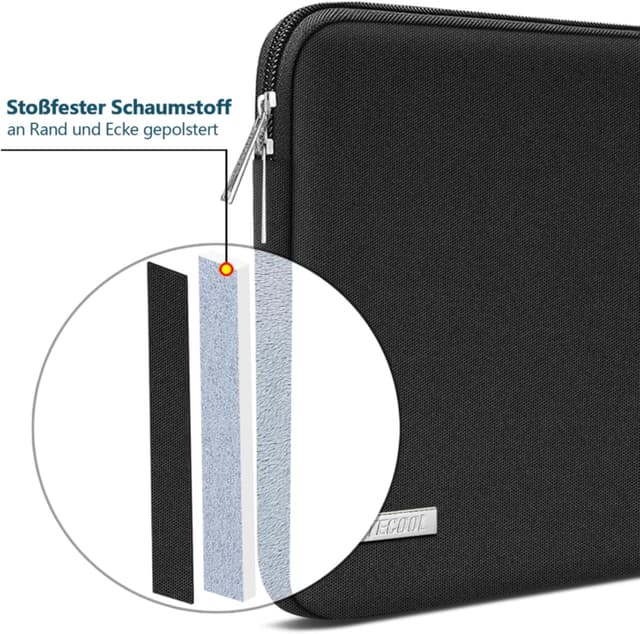 Detalle de TECOOL 14-Zoll-Laptoptasche wasserdicht mit gepolsterter Schutzhülle (Schwarz)