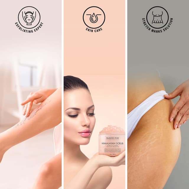 Detalle 2 de Majestic Pure Himalayan Salt Body Scrub with Lychee Oil, Exfoliating Salt Scrub (10 oz tub)