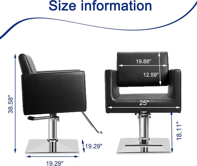 Detalle 2 de Hairdresser Barber Salon Chair (Black) with Heavy-Duty Hydraulic Pump, 360° Swivel, 330 Lbs Capacity