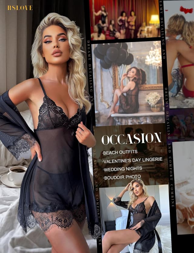 Thumbnail 3 de RSLOVE Sexy Lingerie Set 3-Piece Babydoll