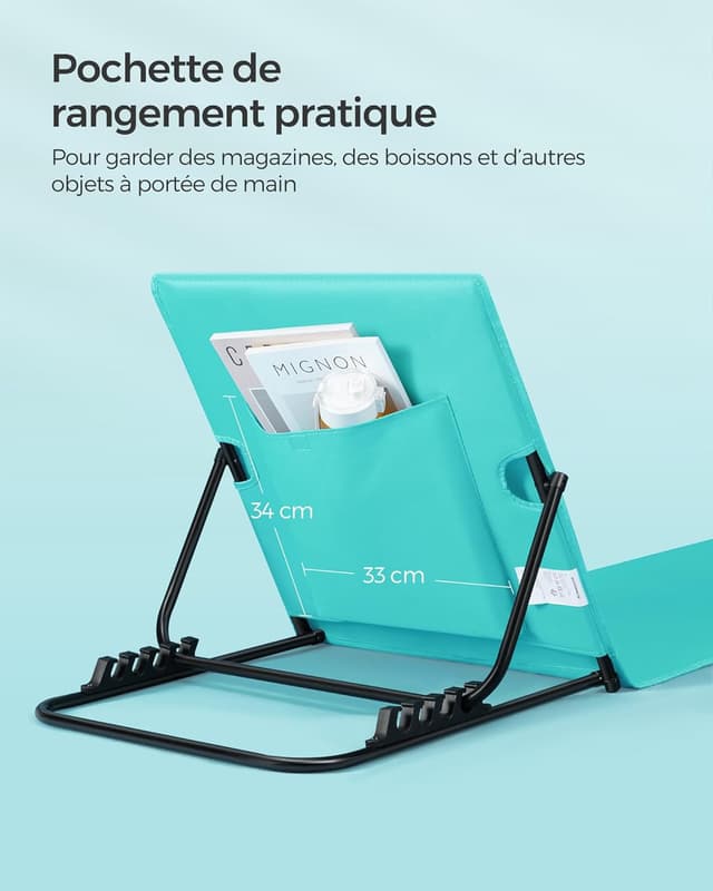 Thumbnail 6 de SONGMICS Chaises longues de plage GCB251C01 (lot de 2), transats pliants avec appui-tête et dossier inclinable