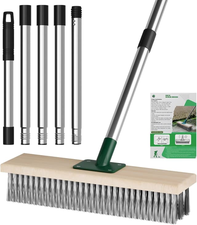 Detalle de ytorgr Heavy Duty Yard Brush Outdoor Wire Broom with 57" Telescopic Handle