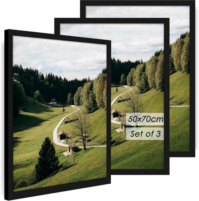 Detalle de QPQIYIY Bilderrahmen 50x70 cm 3er Set Schwarz