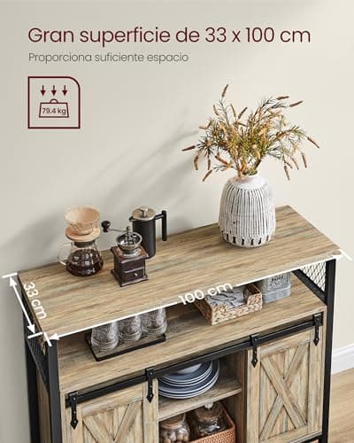 Thumbnail 4 de VASAGLE Aparador de Cocina con Puertas Correderas 🏡