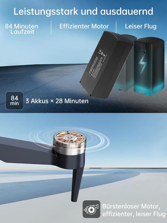 Detalle de CHUBORY A77 WiFi Quadrokopter mit 4K-Kamera und bis zu 84 Minuten Flugzeit (800 m Steuerreichweite)