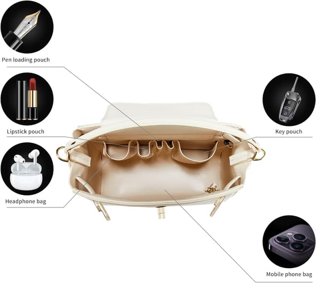 Detalle de VICTORIA HYDE Borsa a mano e tracolla da donna in PU con scomparti multipli, 28 x 23 x 11 cm