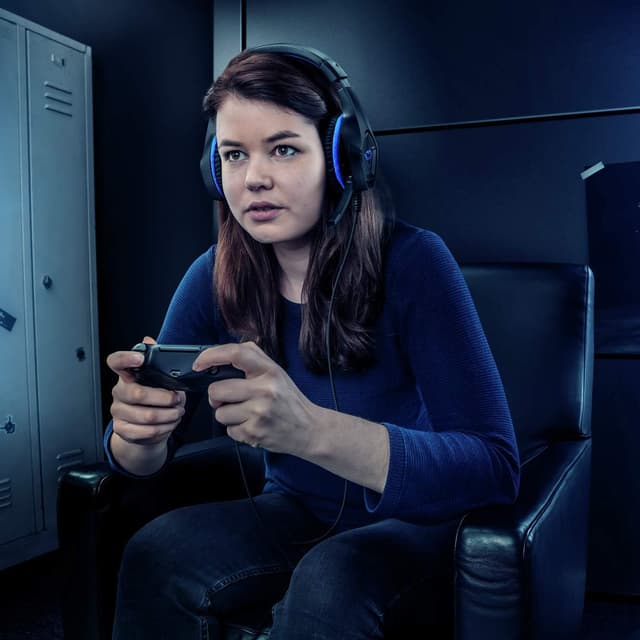 Detalle de Trust Gaming Headset GXT 404B für PS4 & PS5 (blau) – kabelgebundene Kopfhörer mit abnehmbaren Mikrofon und 40-mm-Treibern