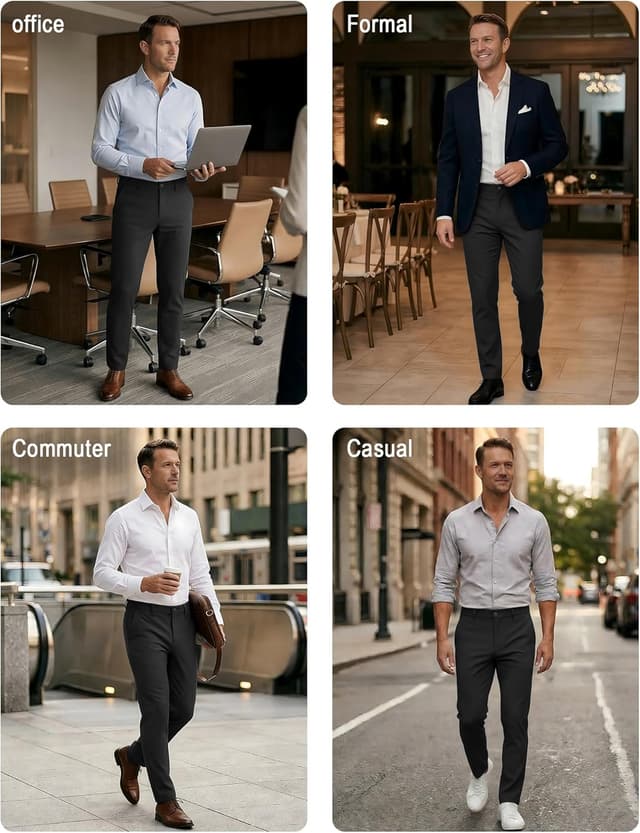 Detalle de Plaid&Plain Men’s Slim Fit Dress Pants