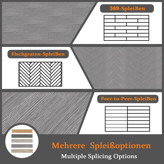 Detalle de LZQ selbstklebender PVC-Bodenbelag Vinylboden mit Holz-Effekt (Eiche Grau) – 36 Fliesen, 5,02 m²