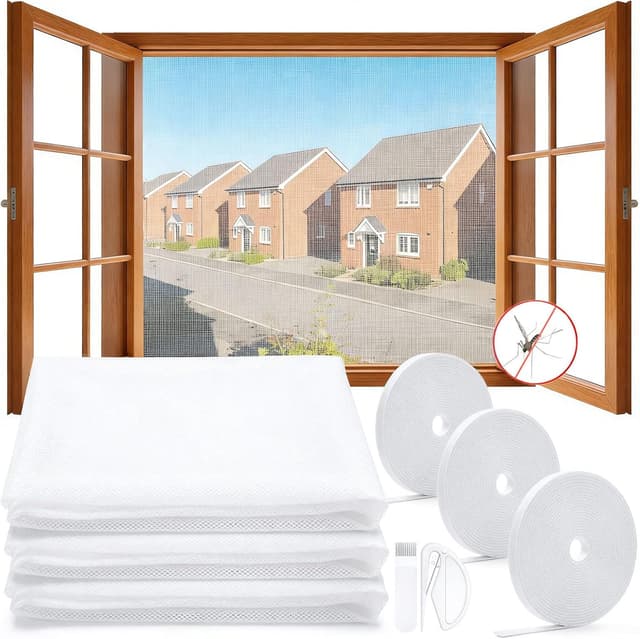 Thumbnail 6 de MOEGFY Window Screen Mosquito Netting (2 Pack) – Self-Adhesive Fly Screen Mesh Curtain, White, 150x180CM with Sticky Tape