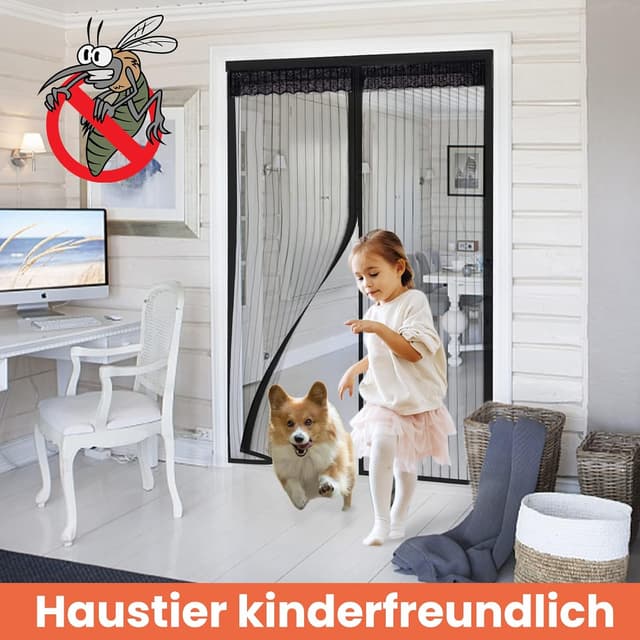 Detalle de DIKER Zanzariera magnetica per porte 100×210 cm (Nero) con chiusura automatica a calamite