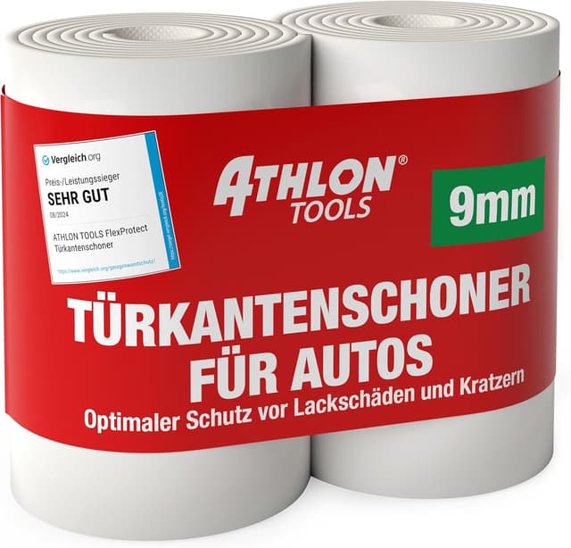 Detalle de ATHLON TOOLS 2x Auto-Türkantenschutz FlexProtect – extra dicker Kantenschoner, selbstklebend, wasserabweisend, 2 m lang (je 2 Rollen)