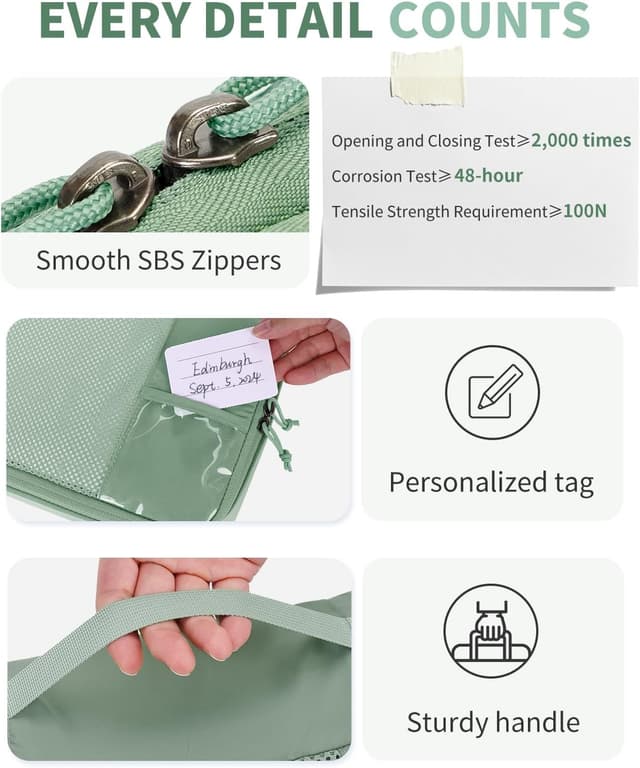 Detalle de ECOHUB Koffer Organizer Set – 6-teilige Packing Cubes mit ID-Tag (Grün)