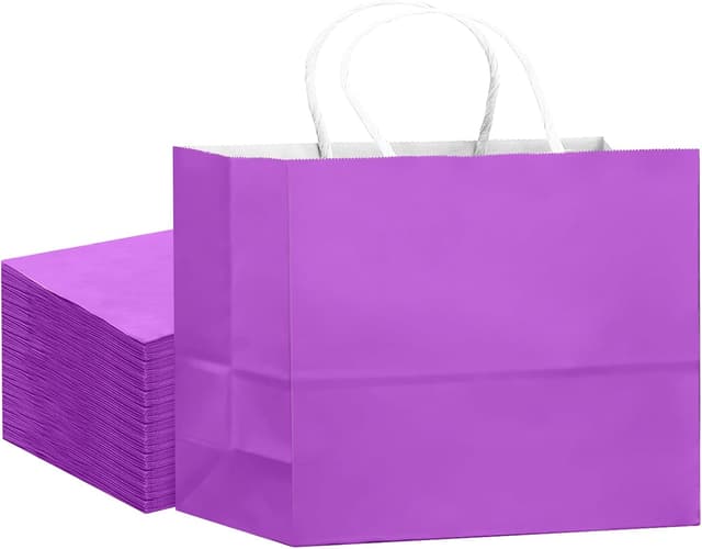 Detalle de Gcardist 24 Large Gift Paper Bags with Handles (Violet, bulk)