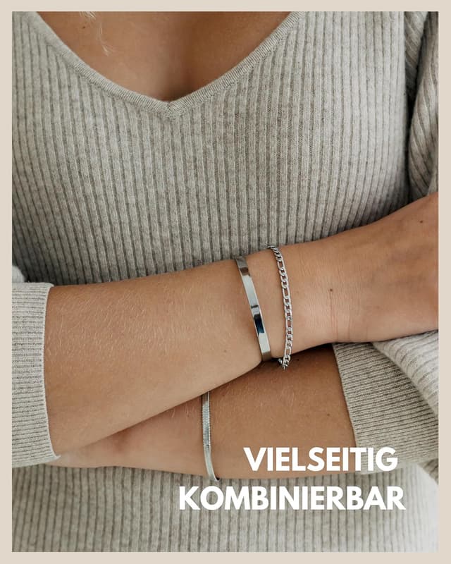 Detalle 2 de GD GOOD.designs Armband Set (3-teilig) aus 316L Edelstahl, wasserfest & längenverstellbar