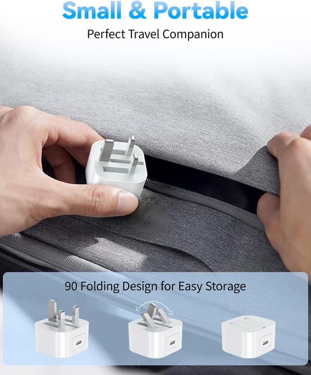 Detalle 2 de 20W USB-C iPhone Fast Charger Plug & Cable 3 Pack with 3M cable