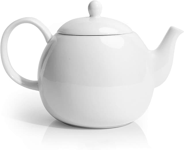Detalle de Sweese Porcelain Teapot (40 Ounce) in White — Large Enough for About 5 Cups